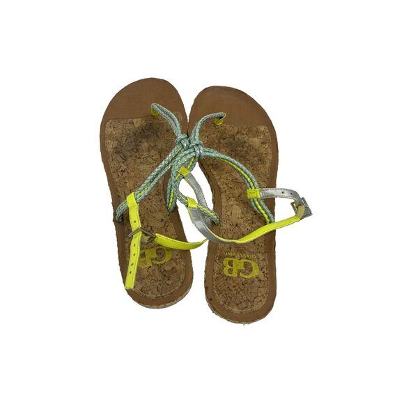 Gianni Bini Womens Sandals Size 7.5 Flat Thong Strappy Cork Footbed Summer - Picture 4 of 7